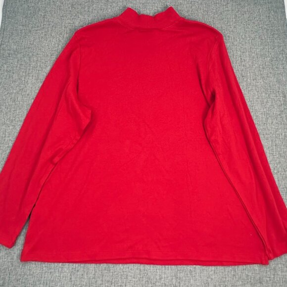 NEW! Karen Scott Long Sleeve Top‎ Mock Neck Plus 2X Cotton Amore Red - Picture 9 of 10